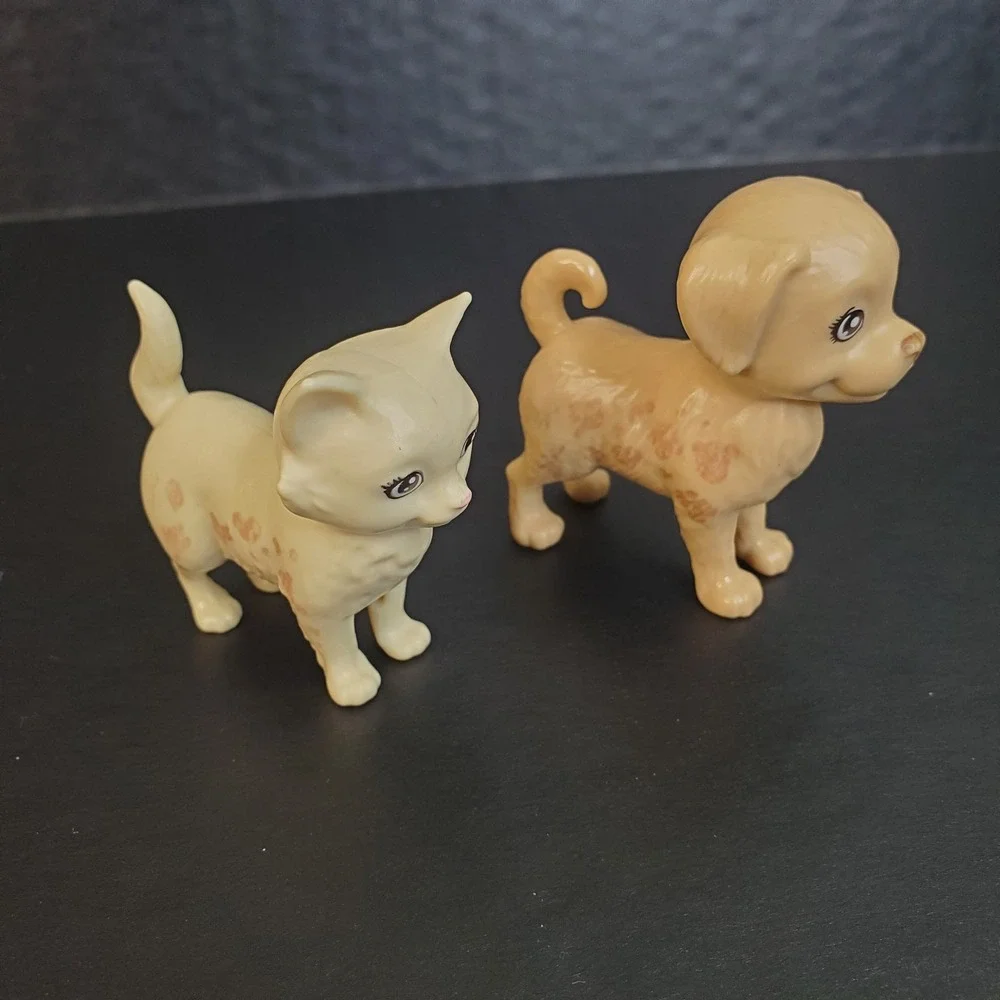 Barbie Play And Wash Pet Animals Dog + Cat Lot of 2 Plastic Figures‎